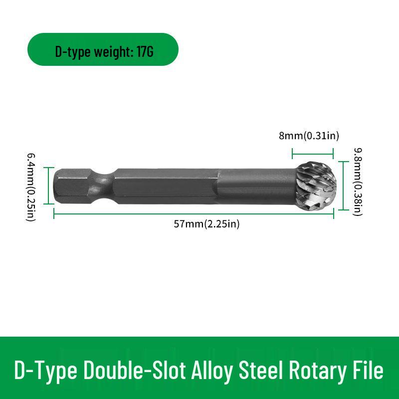 Woodworking Double-Flute Hex Shank Milling Cutter: Engraving, Enlarging Holes, Grooving, Sanding Alloy Steel Rotary File.