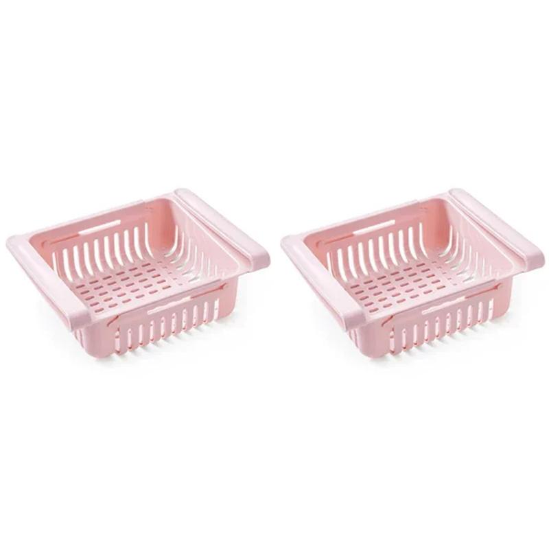 4pcs Retractable Fridge Food Organizer Kitchen Organizer Refrigerator Storage Rack Fridge Freezer Shelf Storage Drawer Container
