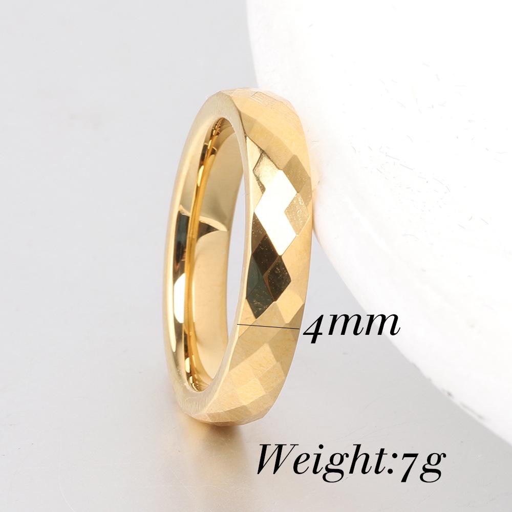 European American Ins New Tungsten Steel 4MM 6MM Faceted Polygon Rhombus Couple Rings
