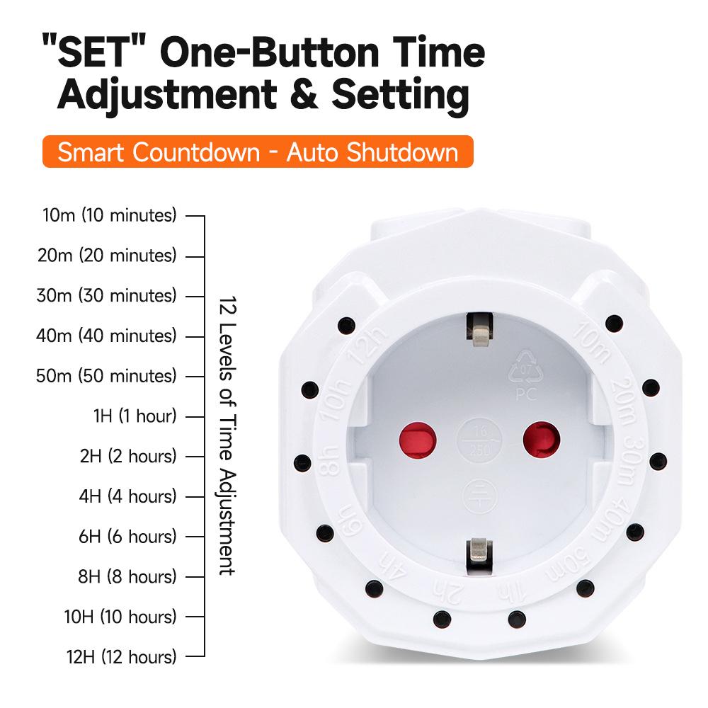 12 Hour Timer Socket Plug Smart Countdown Timer Outlet Universal Timing Switch 220V EU Plug Timing Socket For Kitchen Charge3
