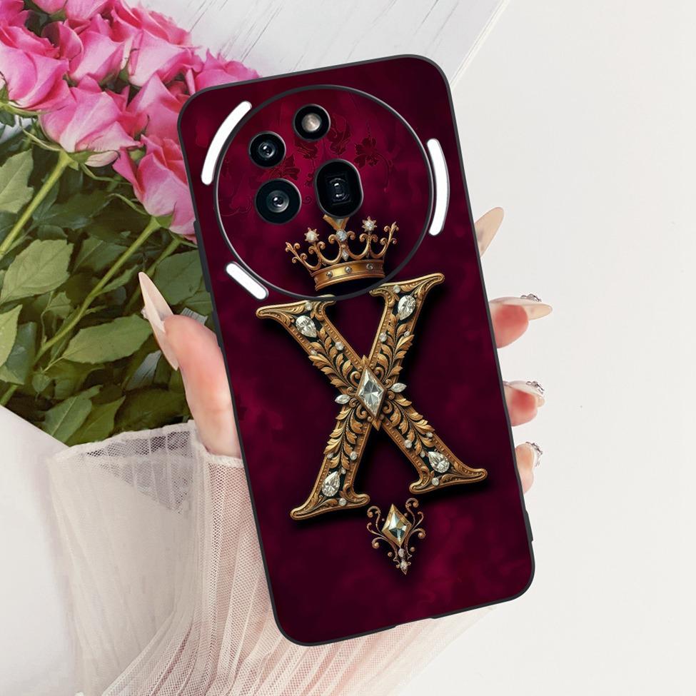 

For Nothing Phone 3a Pro Case Silicone Luxury Crown A-Z Letters 2D Painted Soft Casing For Nothing Phone (3a) Pro A059P Cover 3a Pro A059P
