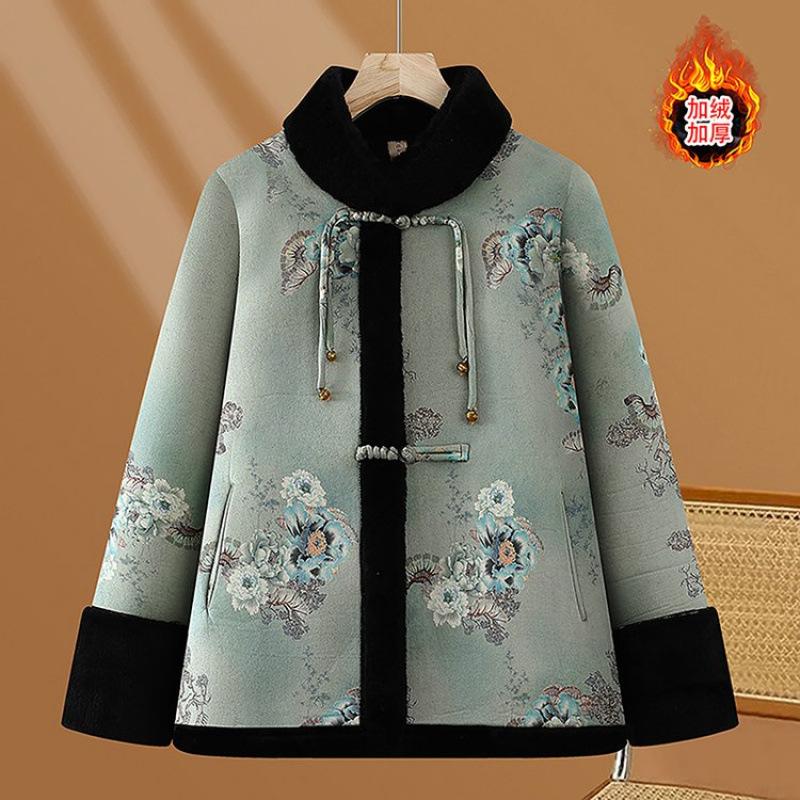 Boutique loose haute couture version mother winter clothing plush thickened casual woolen jacket