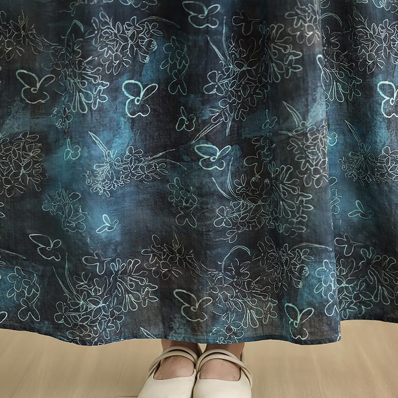 DIMANAF Neu 2025 Damen Übergröße Frühling Langes Kleid Locker Basic Vintage Oversize Langarm Maxi Floral