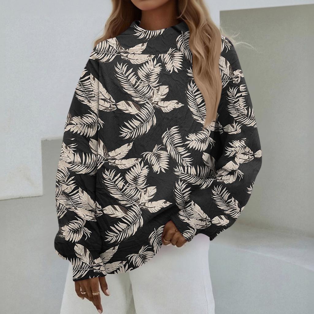 Mock Neck Sweatshirt Women Fall Comfort Oversized Sweatshirt Dressy Pullover Sweatshirts No Hood Cozy Turtleneck Tops