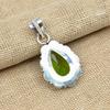 Pendentif de bijoux faits à la main en argent sterling massif 925 avec pierre précieuse péridot vert pour cadeaux