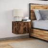 Wall Mounted Nightstand with LED Lights Smoked Oak
