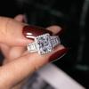 Wedding Band Shining Square Rhinestone Hypoallergenic Geometric Western Style Decorate Accessory Inlay Zircon Wide
