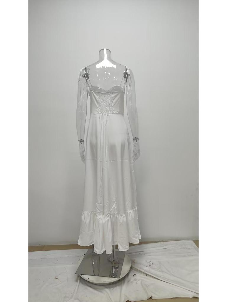 Spring 2026 European American Fashion High Waist Strapless Bandage Dress: Sexy & Versatile Solid Color Design for Women.