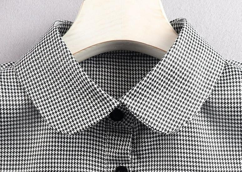 Women's Trendy Houndstooth Peter Pan Fake Collar Shirt