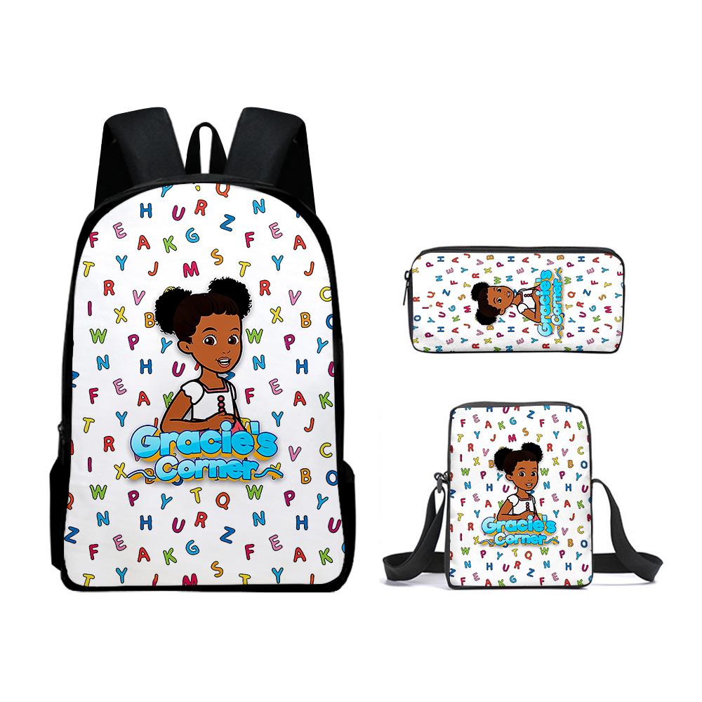 Klassiek Populair Gracies Corner 3D Print 3 stuks/Set leerling Schooltassen Laptop Dagrugzak Rugzak Schuin gedragen schoudertas Etui