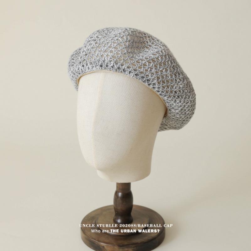 Artistic Niche Design Hollowed-out Beret for Girls - Versatile, Lightweight & Breathable Summer Painter Hat