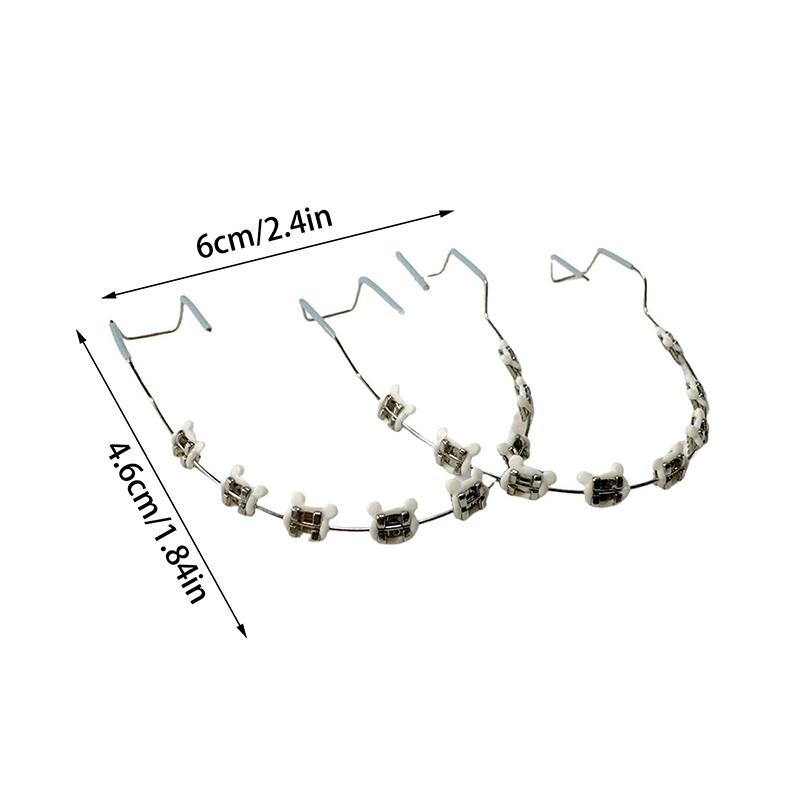 1Pair Cartoon Fake Braces Colorful Brackets For Teeth Temporary Metal Wires Metal Bracket Orthodontic Ligature Ties Dental Tool