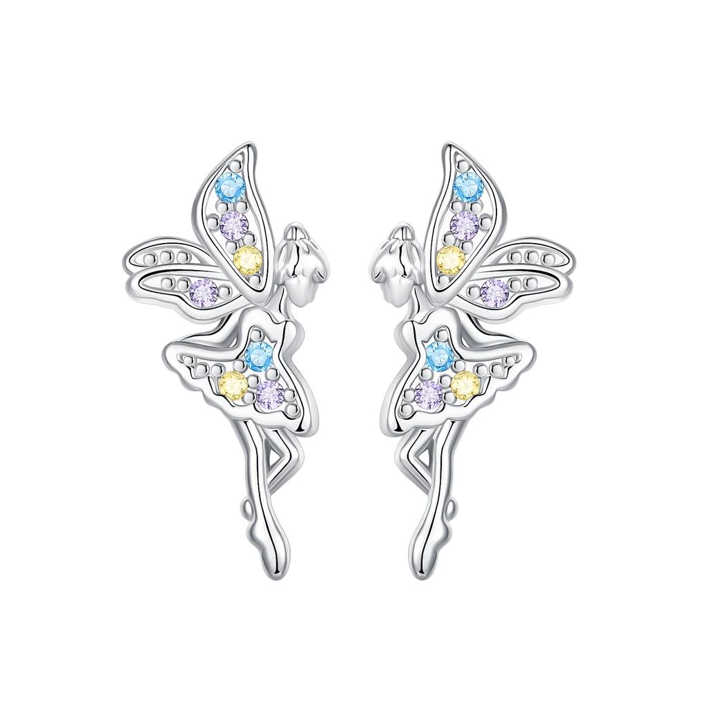 Original Earrings 925 Silver Fruit Series Cherry Strawberry Hoop Earrings Ear Studs Zircon Making Jewelry for Women Girl Party