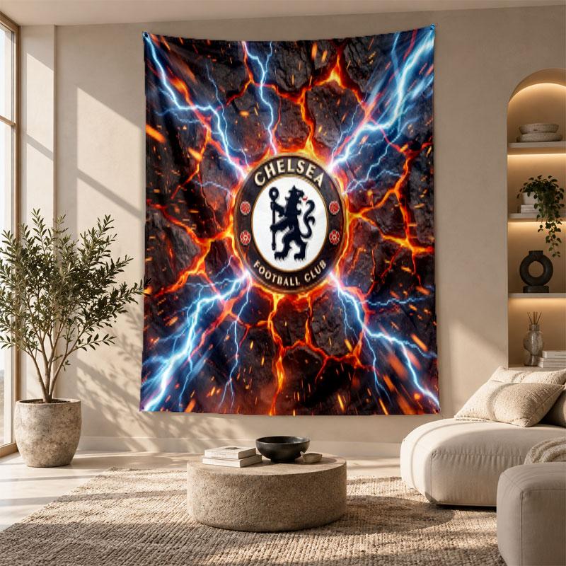 Tapiz Decorativo, Arte de Pared Impreso del Chelsea FC, Colgante de Pared Ligero para Fondo de Dormitorio