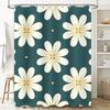 Contemporary Floral Print Shower Curtain 180x240cm Green Bath Decor Waterproof Fabric with Hooks for Bathroom Interior Design