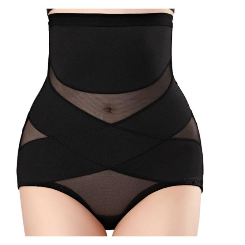 Women High Waist Mesh Tummy Control Butt Lifter Shapewear Briefs M