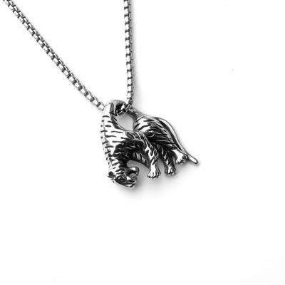 Border Jewelry, Leopard Domineering Tiger Titanium Steel Men'S Necklace, Trendy Man Pendant Jewelry