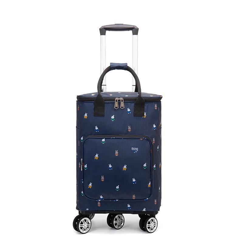 Portable Small Trolley Cart with Universal Wheels and Insulated Shopping Bag