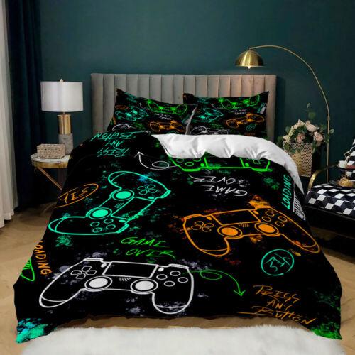Conjunto de capa de edredom/colcha com estampa de gamepad para jogos, solteiro, casal, queen, king size
