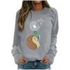 Fashion Womens Loose Winter Print  Long Sleeve Sweater With Fleece Top