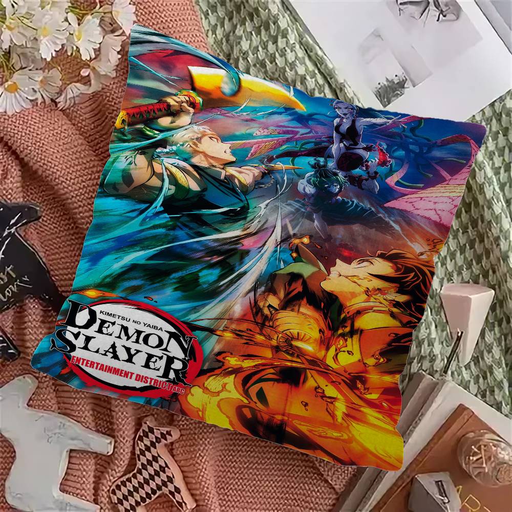 Demon Slayer Cushion Cover Inches Farmhouse Decor Home Throw Pillow Covers For Couch Decorations