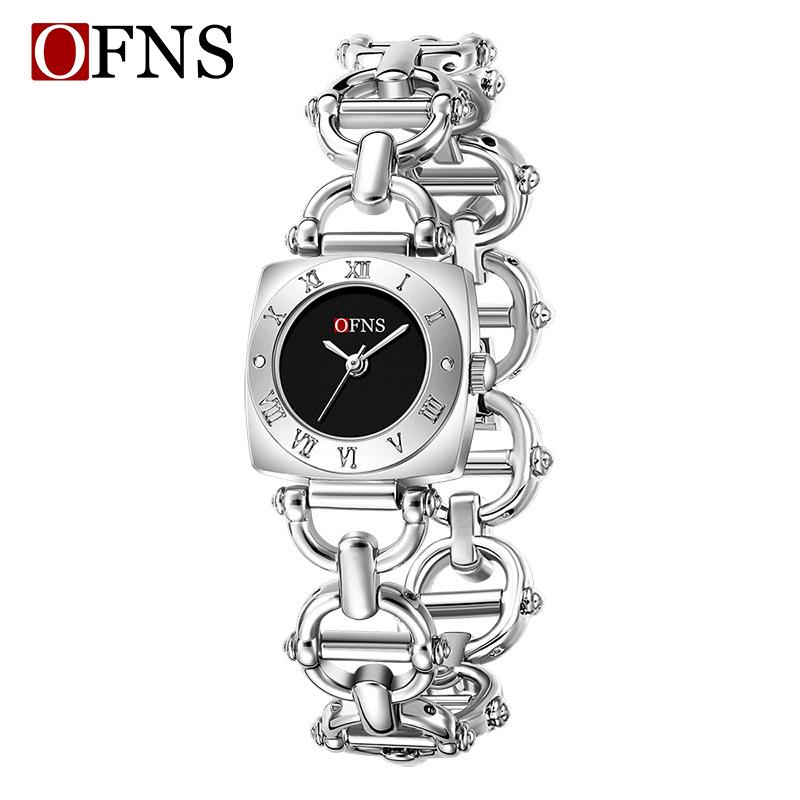 Женские Роскошные Модные Наручные Часы Квадратные Золотые Кварцевые Часы Циферблат с Римскими Цифрами Часы Винтажные Женские Часы чёрный/серебряный