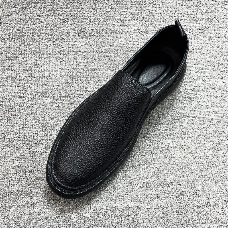 Baotou Cowhide Little White Shoes Spring New One-pedal Soft-soled Casual Loafers Breathable Doudou Shoes Men