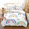 Rainbow Duvet Cover Twin Queen Kawaii Clouds Star Dream Castle Print Comforter Cover Microfiber Cartoon Bedding Set For Boy Girl