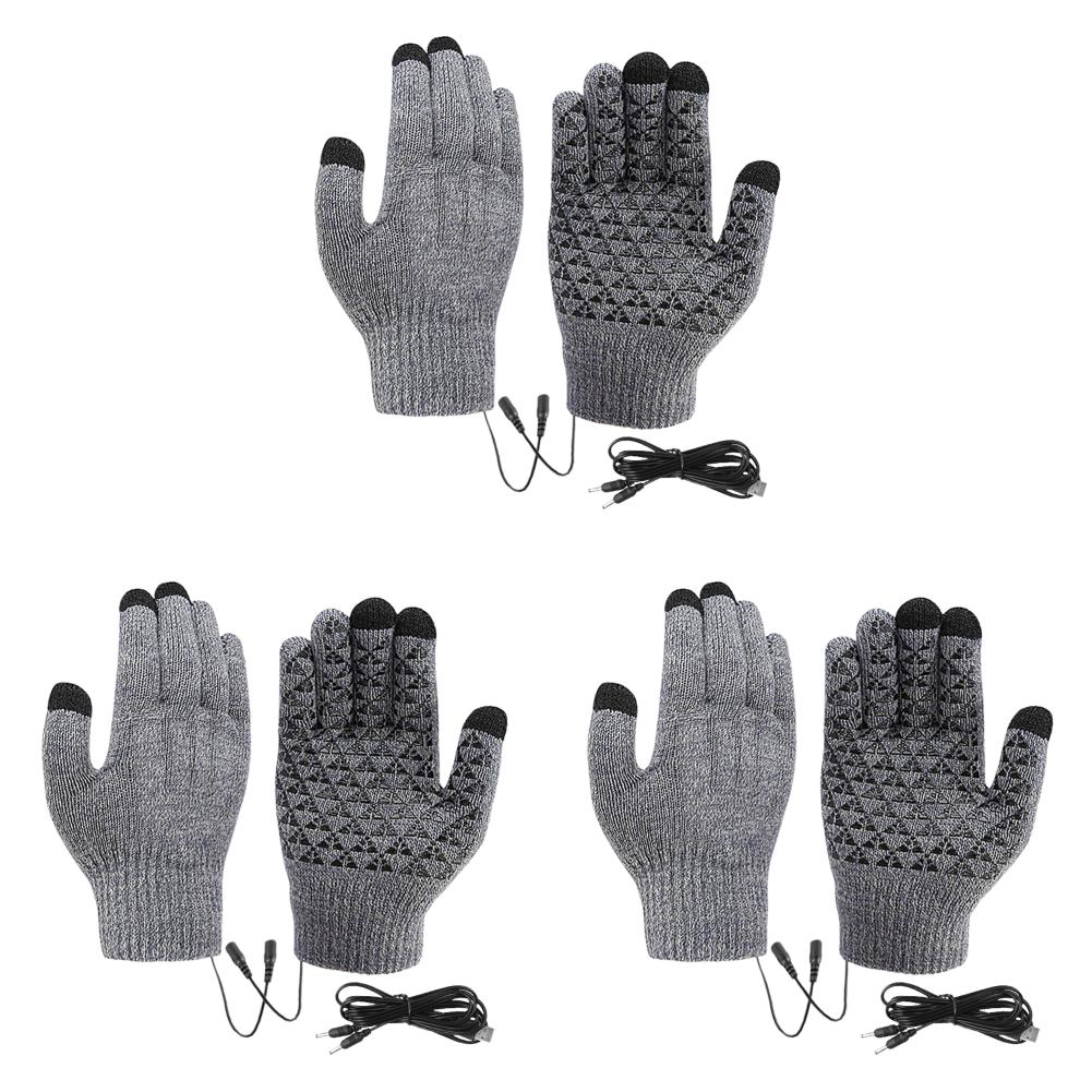 USB Heated Knitted Gloves Touch Screen Gloves Thicken Thermal Knitting Mitts Winter Cycling Gloves for Outdoor Sports Gloves