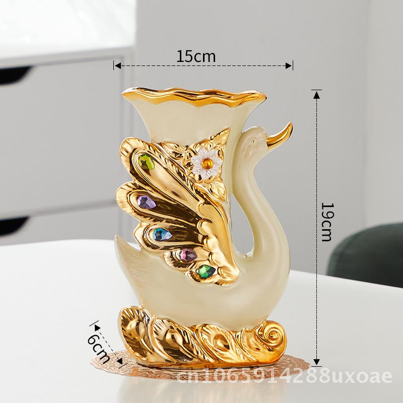 Swan Pair Ceramic Vase Modern Minimalist Style Creative Artwork for Living Room TV Cabinet Decor Cross-border Exclusive