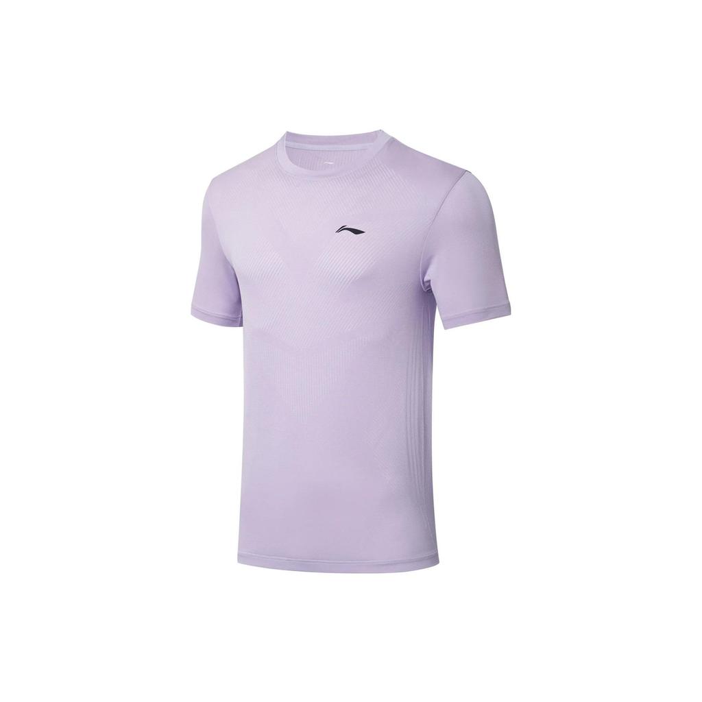 Li Ning Ping Pong Rookie Series Logo Round Neck Quick Dry Short Sleeve T-Shirt Unisex T-Shirt Lilac ATST033-5