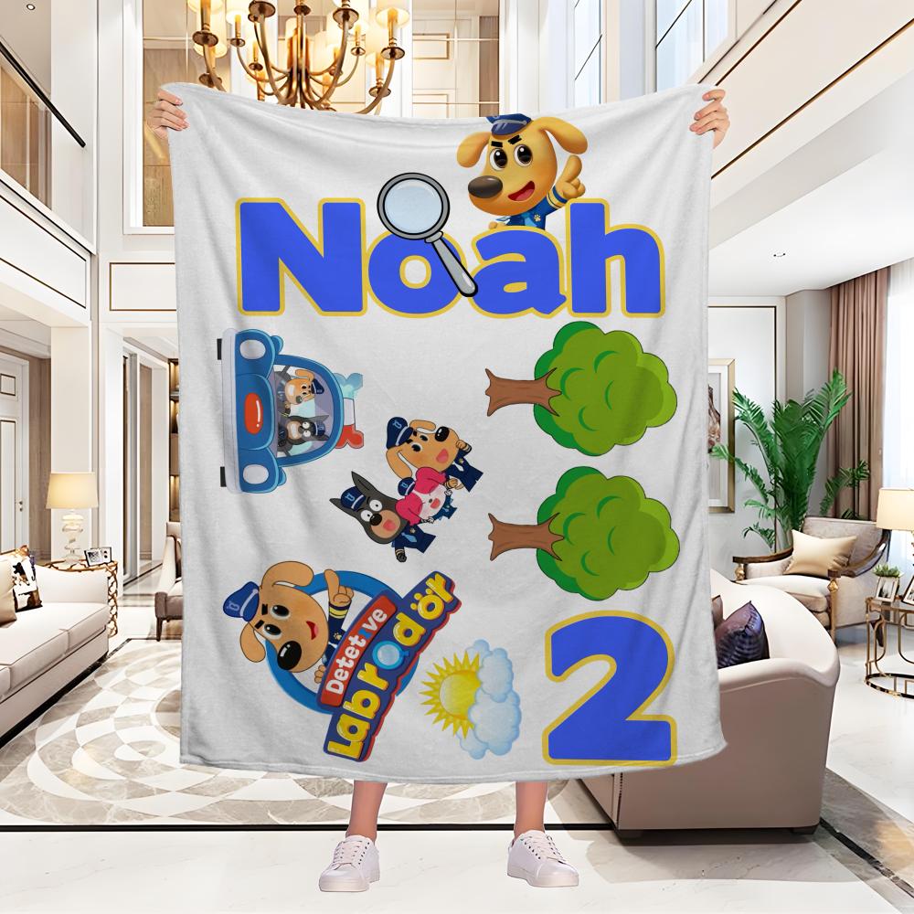 Sheriff Labrador Throw  Blanket Aesthetic Art Flannel Blanket Portable Home Travel Camping Sofa Picnic Thickening Flannel Blanke