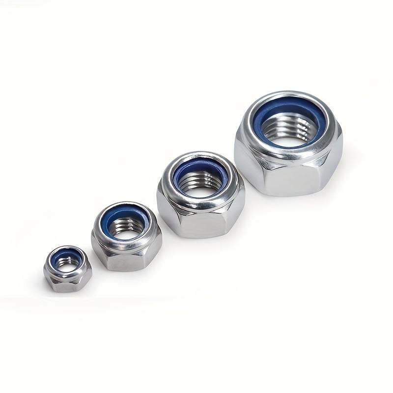 150pcs Stainless Steel Nylon Anti-Slip Self-Locking Nuts - M4/M5/M6 Hexagonal Screw Caps with Purple Coating for Construction & Maintenance Projects