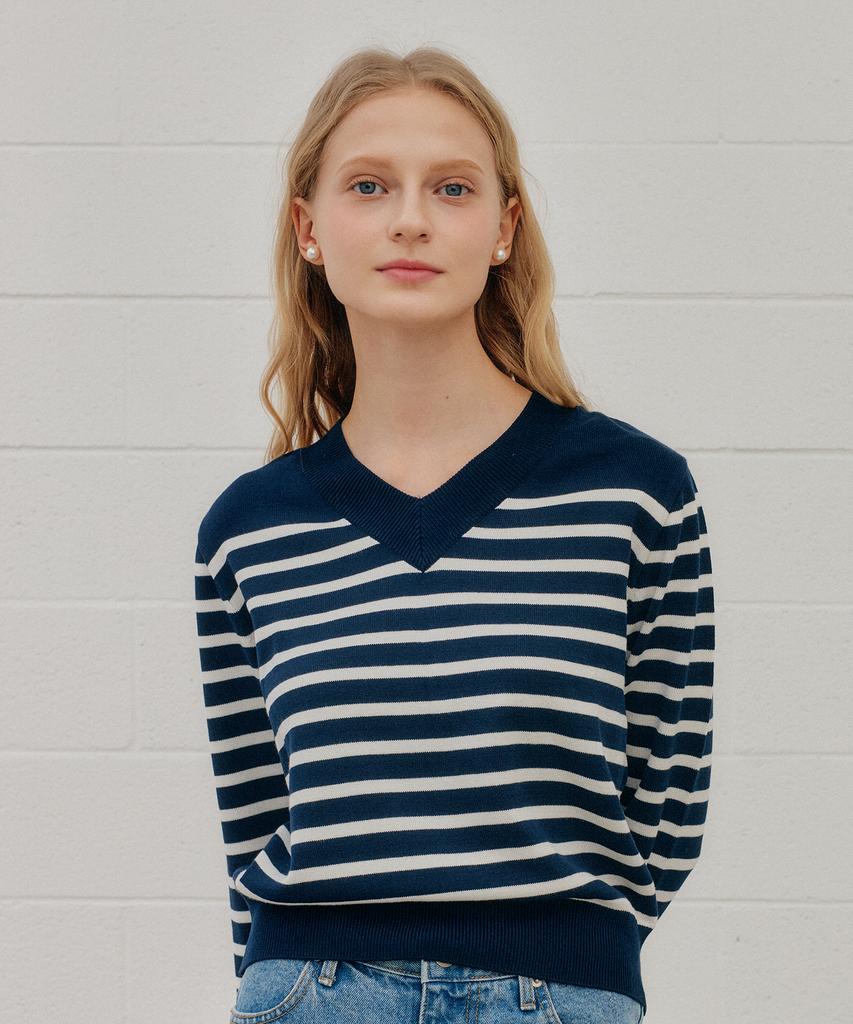 YUPPE Line Stripe Knit_Navy