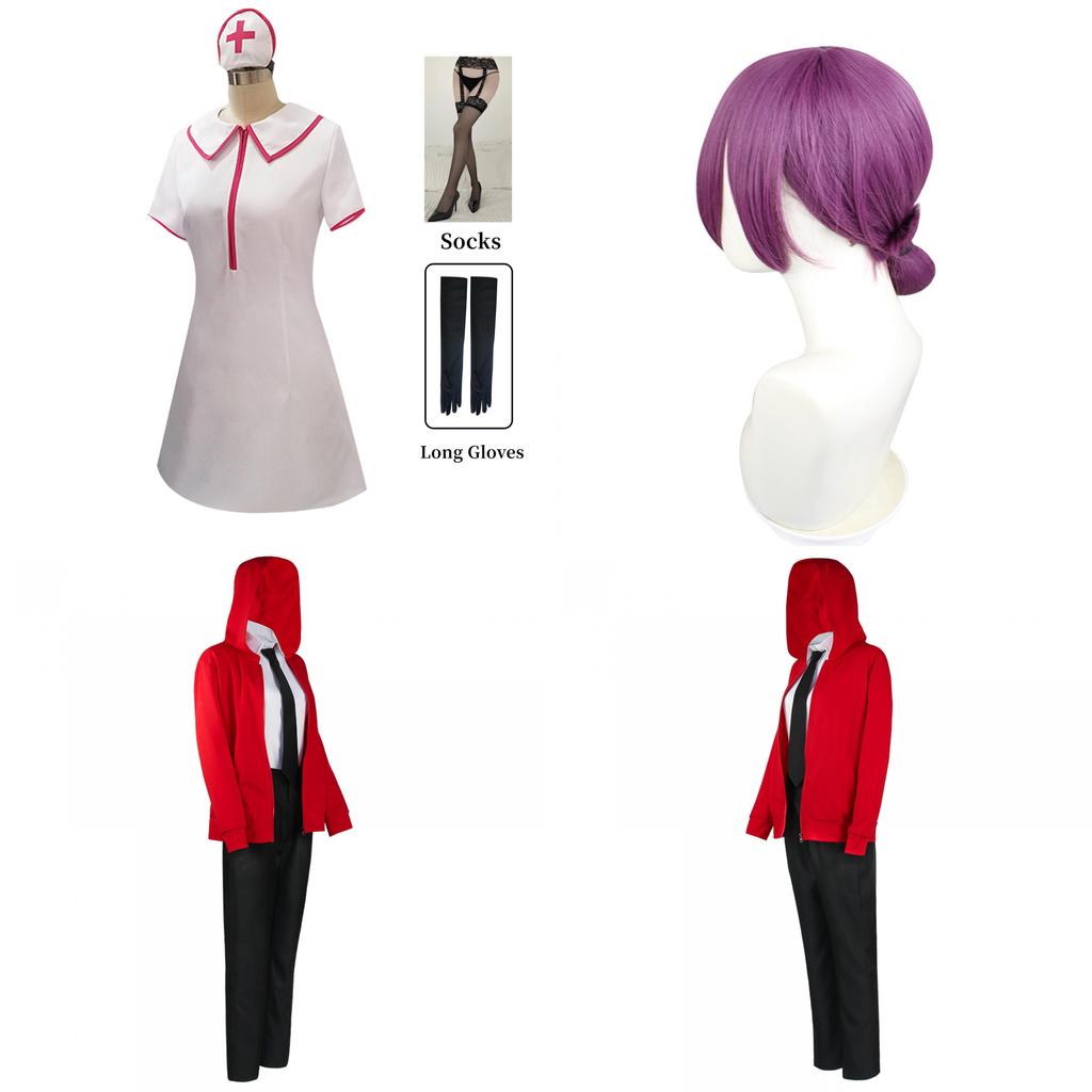 Oszałamiający kostium Chainsaw Man Makima Power z peruką Reze na imprezę Halloweenową