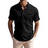 Men's Lightweight Breathable Casual Shirt Short Sleeve Solid Color Button Placket Relaxed Fit Summer Top