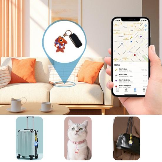 Yousheng Keychain Pendant Little Fish Faux Leather Card Holder with Lanyard Colorful Fish Scale Shaped Double-Purpose School Bag Key Pendant