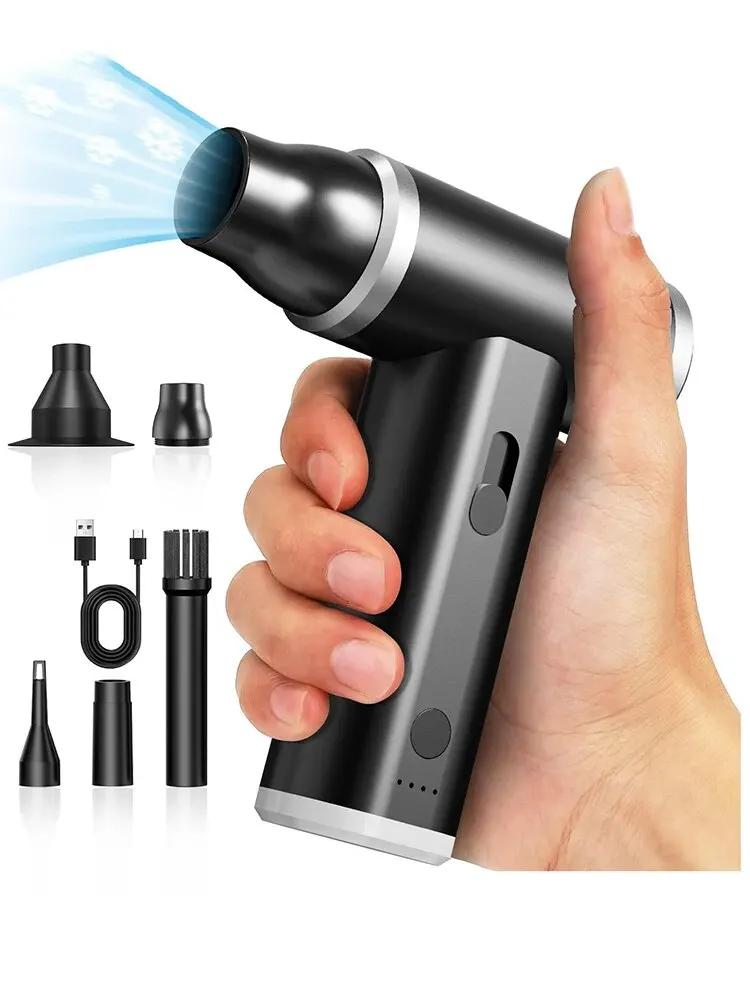 Портативный ручной вентилятор, мини-вентилятор с турбонаддувом 120 000 об/мин, перезаряжаемый персональный вентилятор с аккумулятором 4000 мАч, металлический корпус, чёрный