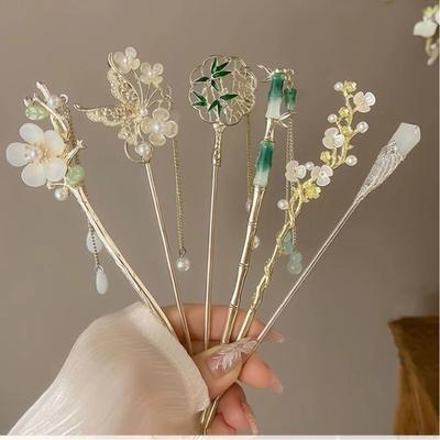 Retro Chiński Styl Klips do Włosów z Chwostem Kobiety Szpilki do Włosów Kwiat Ręcznie Robione Spinki do Włosów Urok Biżuteria Akcesoria do Włosów dla Dziewczyn