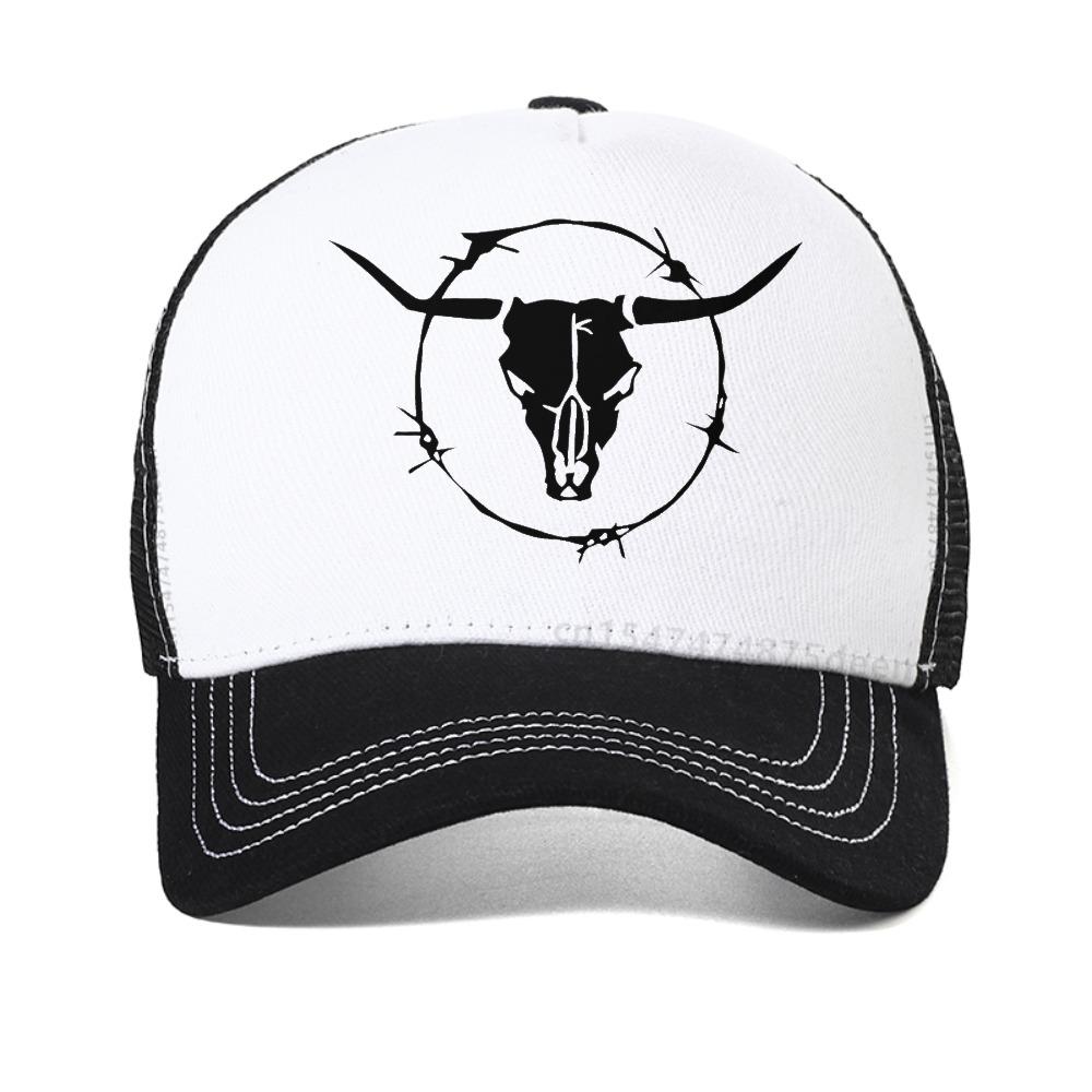 Bull Skull Print Sports Baseball Cap Unisex's Summer Fashionable Casual Caps Breathable Sun Hat Adjustable Mesh Trucker Hats
