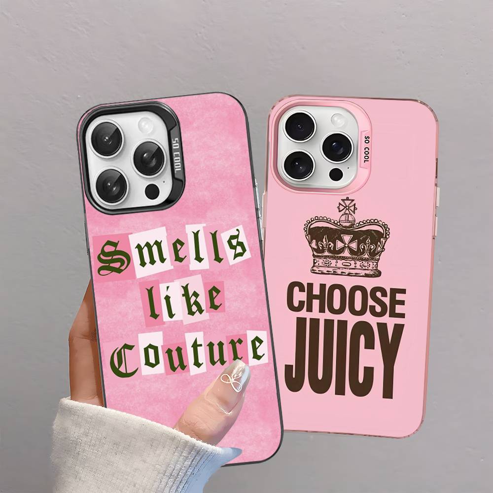 J-Juicy C-Couture Handyhülle für iPhone 17 16 15 14 13 12 11 Pro Max Plus Farbe Silber Hülle