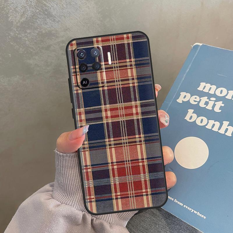 Scottish Plaid Warm Plaid Case For Oppo A80 A40 A60 A98 A78 A18 A38 A58 A16 A76 A96 A17 A77 A74 A94 A54 A57S A15 Cover