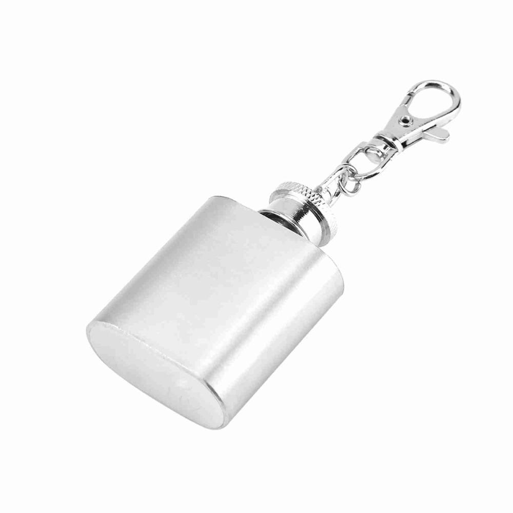 2pcs 1 oz Stainless Steel Liquor Bottle Silver Pocket Wine Bottle Alcohol Bottle Keychain Gift