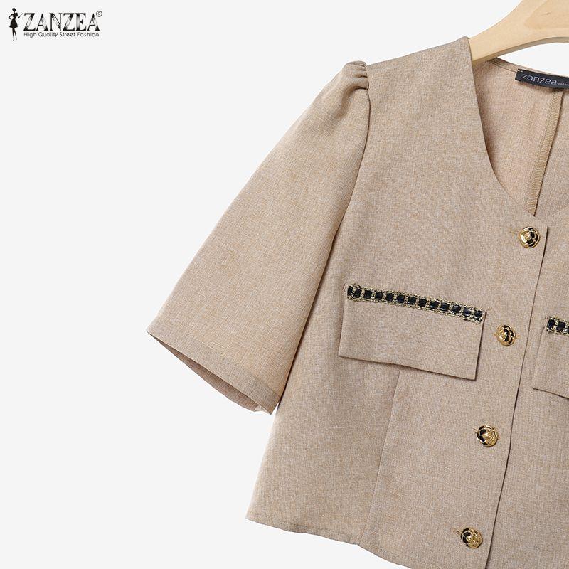 ZANZEA Women Short Sleeve Blouse and Long Skirts Casual Two Piece Suit Sets