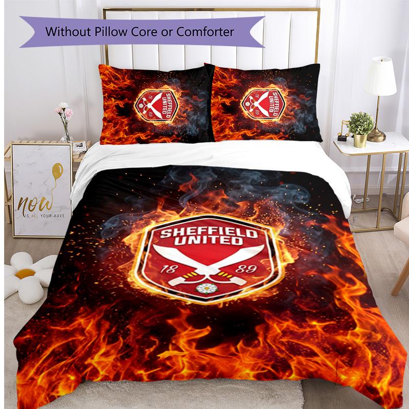 Set Lenzuola Stampato Sheffield United Football 3 Pezzi, Comodo Set Copripiumino per Camera da Letto Amico della Pelle