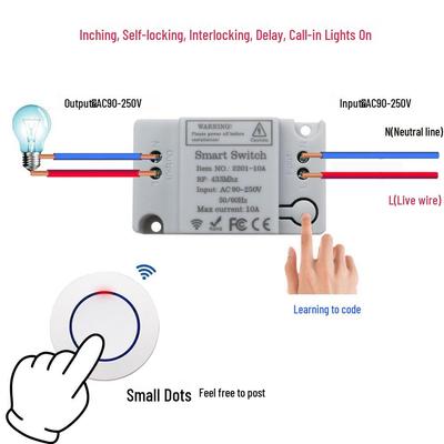 433RF Drahtloser Klebe-Fernschalter für 220V Heimlichter