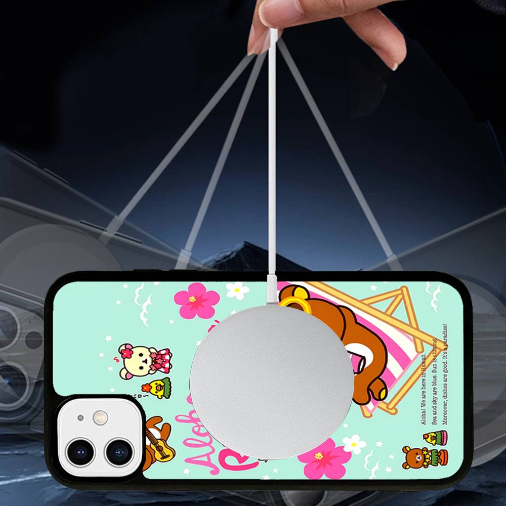 Cute Rilakkuma Bear Phone Case Magnetic Case For IPhone 16 14 13 12 11 15 Pro Max Plus For Magsafe Wireless Charge Cover
