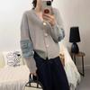 Spring New Splicing Denim Design Knitted Cardigan Loose Versatile Sweater Jacket Women