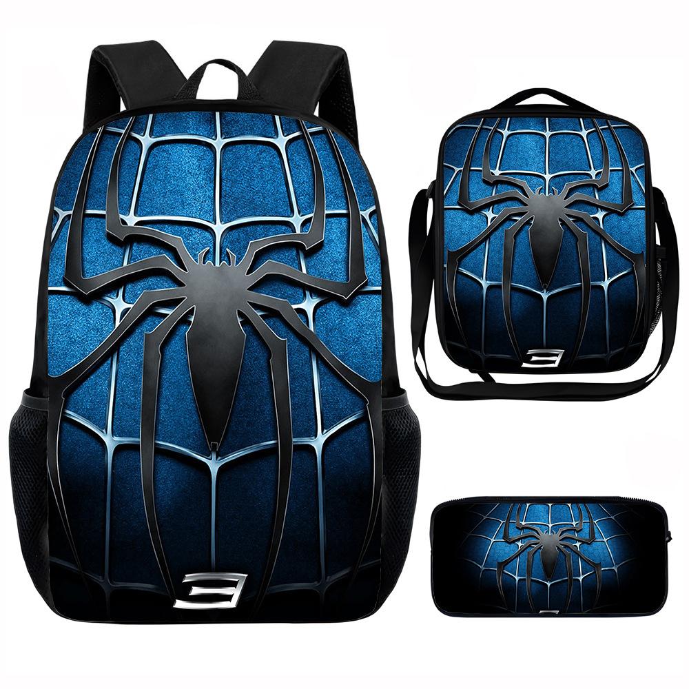 Spider-Man School Bag Lunch Bag Pencil Bag Elementary School Backpack Cartoon Peripheral Backpack Children's Bag Three-piece Set