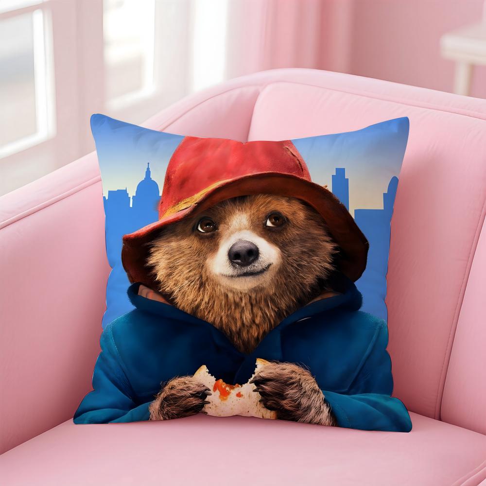 Warm Daily PPaddington Bears Animal Cushion Cover Linen Pillowcase Cover Soft Decor for Sofa Home Room